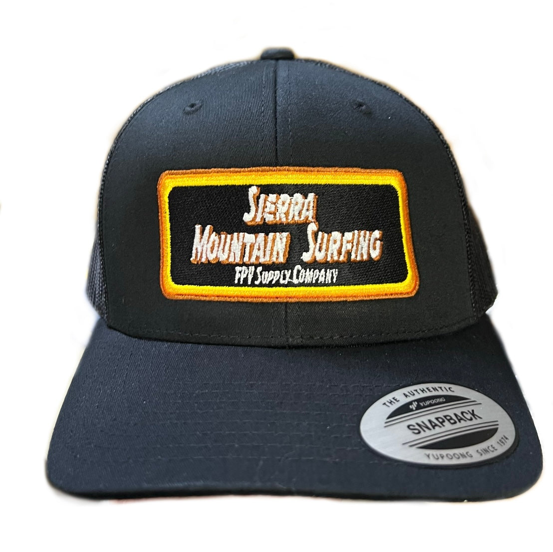 Sierra Mountain Surfing Snap-Back Trucker Hat (Black)