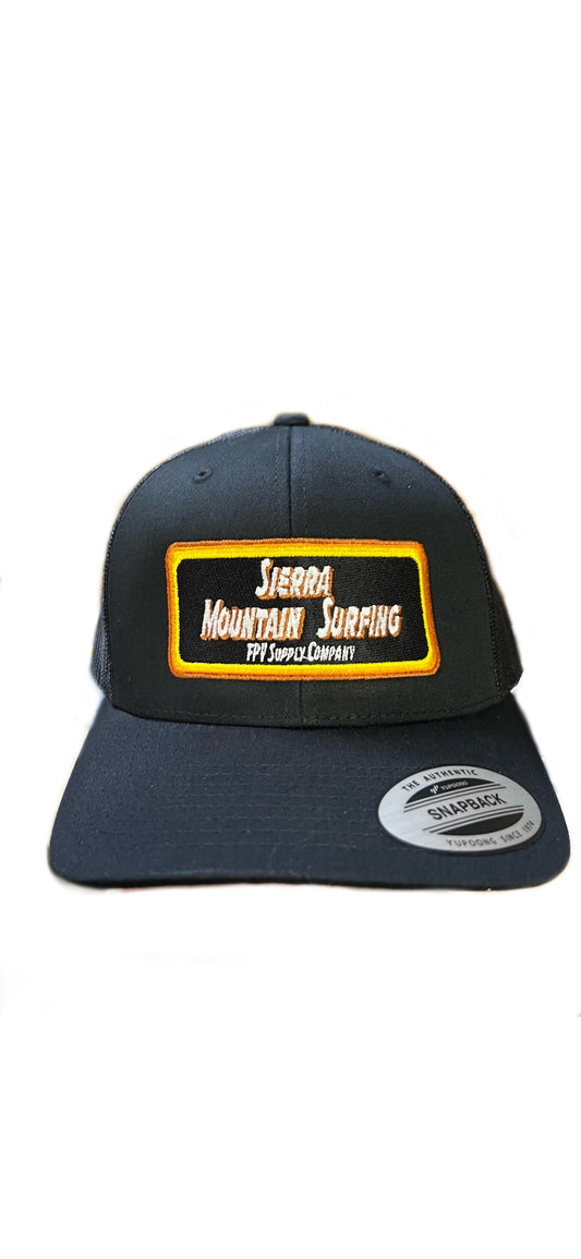 Sierra Mountain Surfing Snap-Back Trucker Hat (Black)